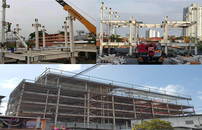 A construção de aço moldou o prédio de escritórios comercial e a construção de aço estrutural da casa pré-fabricada do fardo com tiragem - as construções de aço do arranha-céus em Panamá